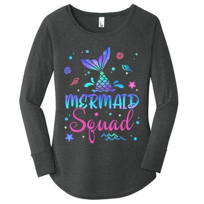 Mermaid Squad Birthday Mermaid Tail Family Matching Beach Women's Perfect Tri Tunic Long Sleeve Shirt