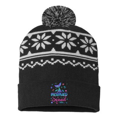 Mermaid Squad Birthday Mermaid Tail Family Matching Beach USA-Made Snowflake Beanie