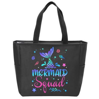 Mermaid Squad Birthday Mermaid Tail Family Matching Beach Zip Tote Bag