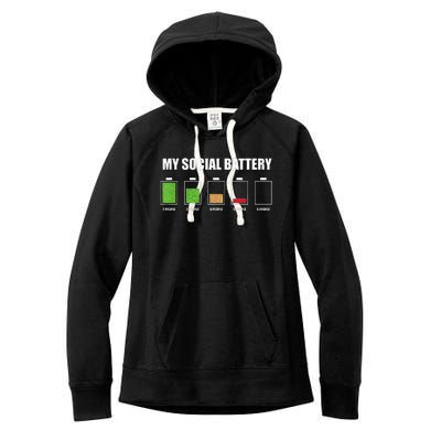 My Social Battery Low Energy Anti Social Gift Women's Fleece Hoodie