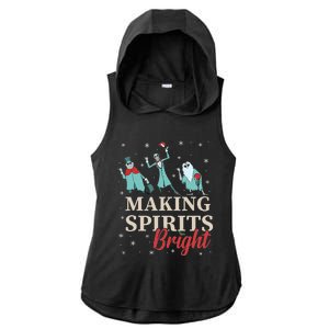 Making Spirits Bright Christmas Haunted Ghosts Ladies PosiCharge Tri-Blend Wicking Draft Hoodie Tank