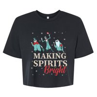 Making Spirits Bright Christmas Haunted Ghosts Bella+Canvas Jersey Crop Tee