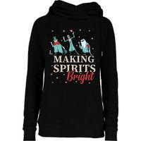 Making Spirits Bright Christmas Haunted Ghosts Womens Funnel Neck Pullover Hood