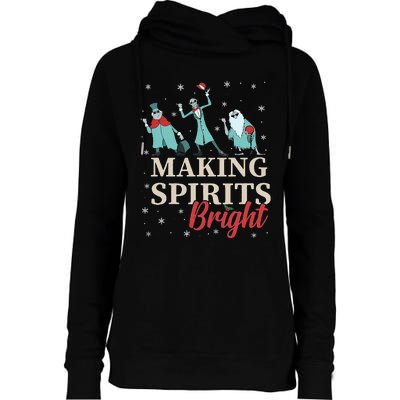 Making Spirits Bright Christmas Haunted Ghosts Womens Funnel Neck Pullover Hood