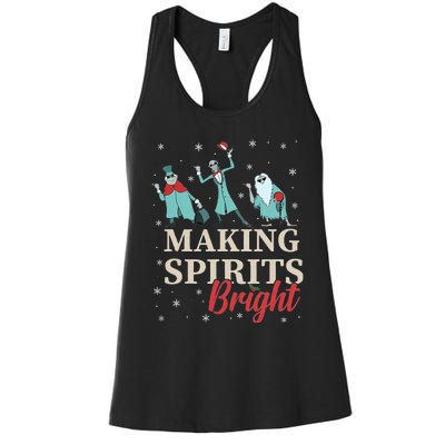 Making Spirits Bright Christmas Haunted Ghosts Women's Racerback Tank