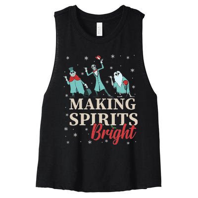 Making Spirits Bright Christmas Haunted Ghosts Women's Racerback Cropped Tank