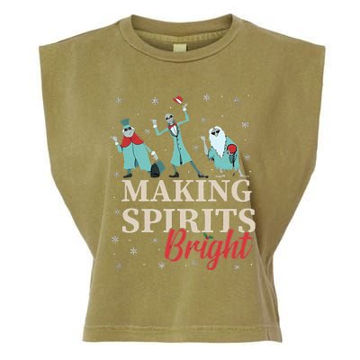 Making Spirits Bright Christmas Haunted Ghosts Garment-Dyed Women's Muscle Tee