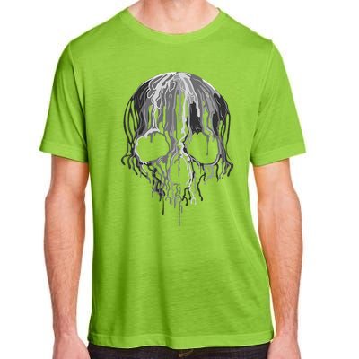 Melting Skull Black White Art Graphic Halloween Adult ChromaSoft Performance T-Shirt