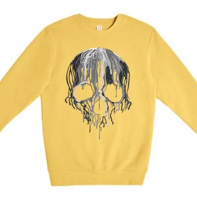 Melting Skull Black White Art Graphic Halloween Premium Crewneck Sweatshirt