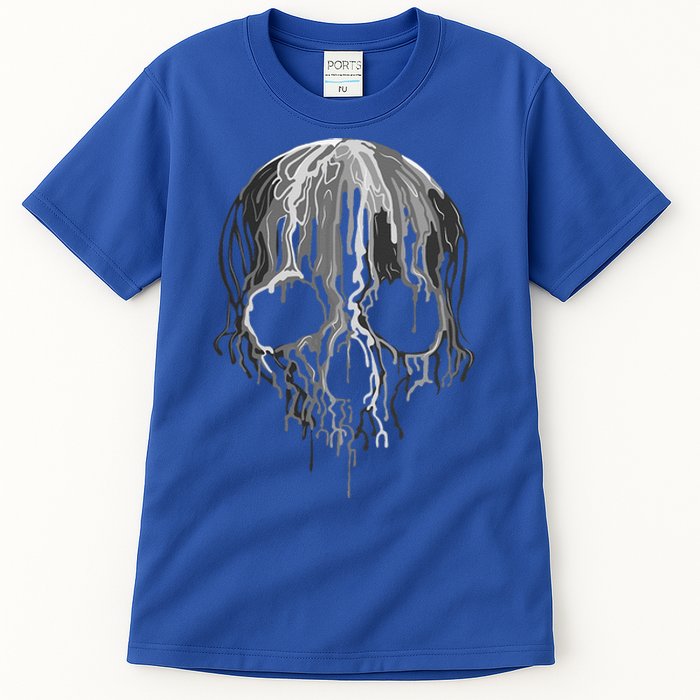 Melting Skull Black White Art Graphic Halloween Tall T-Shirt