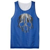 Melting Skull Black White Art Graphic Halloween Mesh Reversible Basketball Jersey Tank