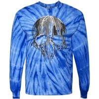 Melting Skull Black White Art Graphic Halloween Tie-Dye Long Sleeve Shirt