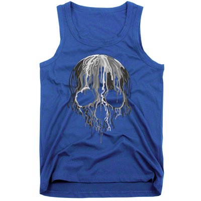 Melting Skull Black White Art Graphic Halloween Tank Top