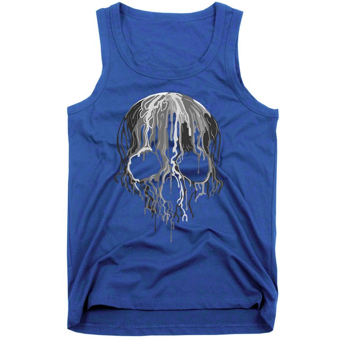 Melting Skull Black White Art Graphic Halloween Tank Top