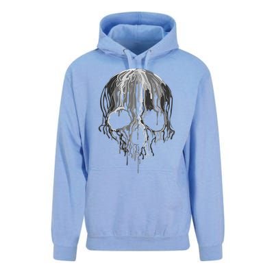 Melting Skull Black White Art Graphic Halloween Unisex Surf Hoodie