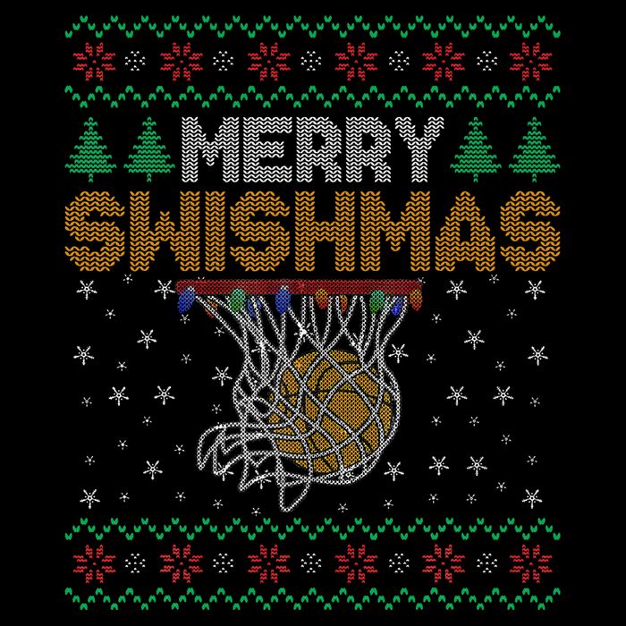 Merry Swishmas Basketball Ugly Christmas Xmas 7-Panel Snapback Hat