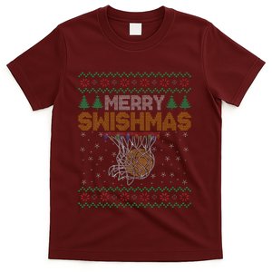 Merry Swishmas Basketball Ugly Christmas Xmas T-Shirt