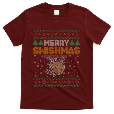 Merry Swishmas Basketball Ugly Christmas Xmas T-Shirt