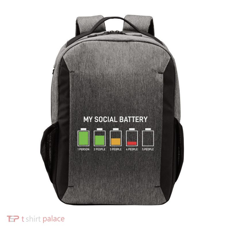 My Social Battery Funny Antisocial Sarcastic Humor Gift Vector Backpack