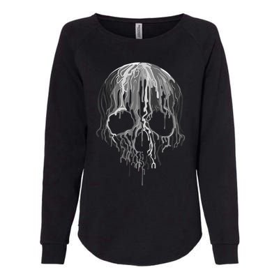 Melting Skull Black White Art Graphic Halloween Shirt Womens California Wash Sweatshirt