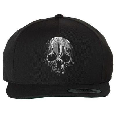 Melting Skull Black White Art Graphic Halloween Shirt Wool Snapback Cap