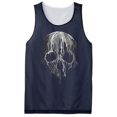 Melting Skull Black White Art Graphic Halloween Shirt Mesh Reversible Basketball Jersey Tank