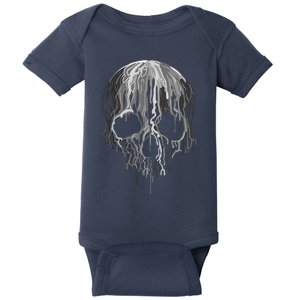 Melting Skull Black White Art Graphic Halloween Shirt Baby Bodysuit