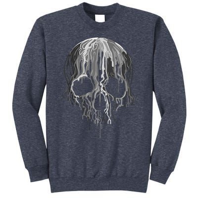 Melting Skull Black White Art Graphic Halloween Shirt Sweatshirt