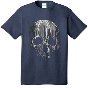 Melting Skull Black White Art Graphic Halloween Shirt T-Shirt