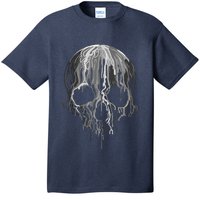 Melting Skull Black White Art Graphic Halloween Shirt T-Shirt