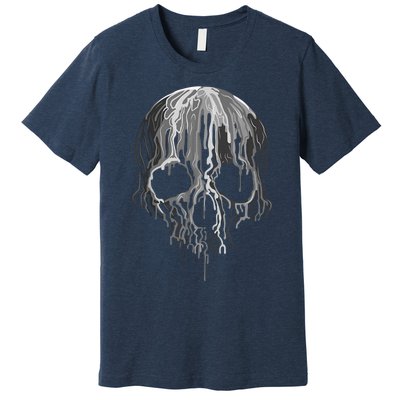 Melting Skull Black White Art Graphic Halloween Shirt Premium T-Shirt