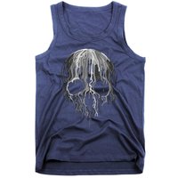 Melting Skull Black White Art Graphic Halloween Shirt Tank Top