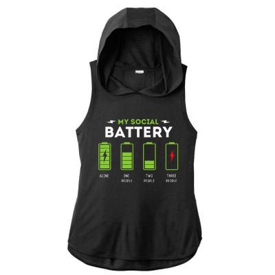 My Social Battery Funny Introvert Introverted Antisocial Ladies PosiCharge Tri-Blend Wicking Draft Hoodie Tank