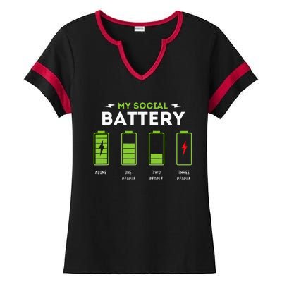 My Social Battery Funny Introvert Introverted Antisocial Ladies Halftime Notch Neck Tee