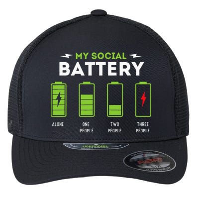 My Social Battery Funny Introvert Introverted Antisocial Flexfit Unipanel Trucker Cap