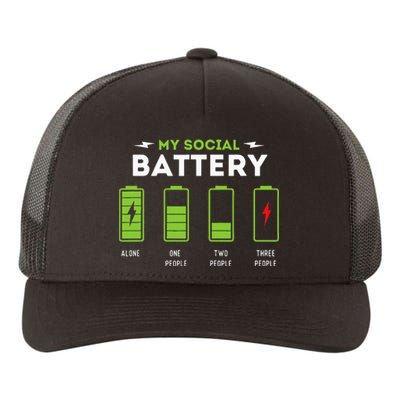 My Social Battery Funny Introvert Introverted Antisocial Yupoong Adult 5-Panel Trucker Hat