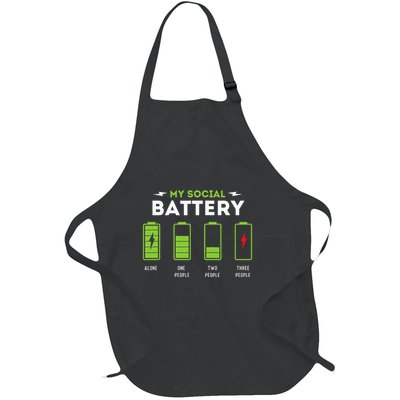 My Social Battery Funny Introvert Introverted Antisocial Full-Length Apron With Pockets