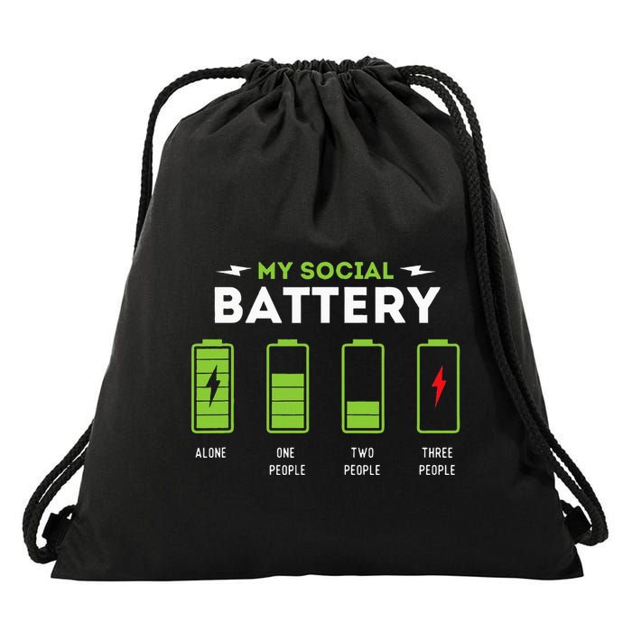 My Social Battery Funny Introvert Introverted Antisocial Drawstring Bag