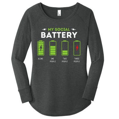 My Social Battery Funny Introvert Introverted Antisocial Women's Perfect Tri Tunic Long Sleeve Shirt