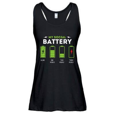 My Social Battery Funny Introvert Introverted Antisocial Ladies Essential Flowy Tank