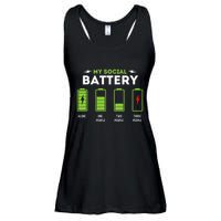 My Social Battery Funny Introvert Introverted Antisocial Ladies Essential Flowy Tank