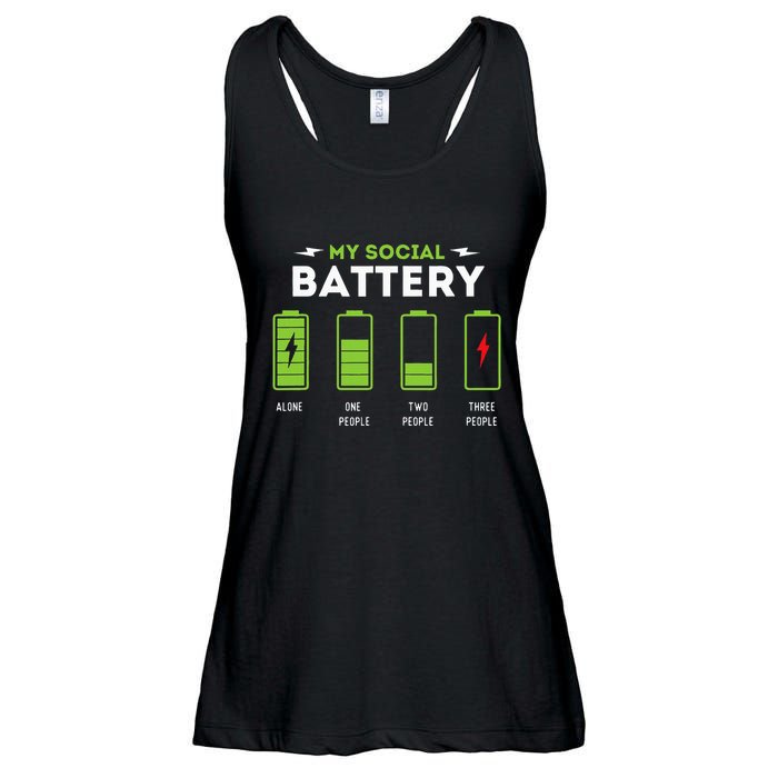 My Social Battery Funny Introvert Introverted Antisocial Ladies Essential Flowy Tank