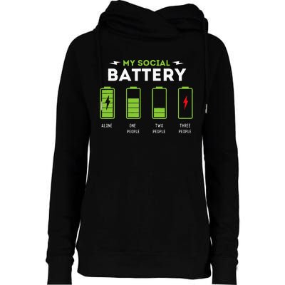 My Social Battery Funny Introvert Introverted Antisocial Womens Funnel Neck Pullover Hood