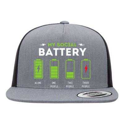 My Social Battery Funny Introvert Introverted Antisocial Flat Bill Trucker Hat