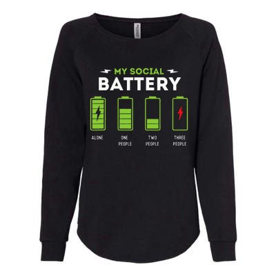 My Social Battery Funny Introvert Introverted Antisocial Womens California Wash Sweatshirt