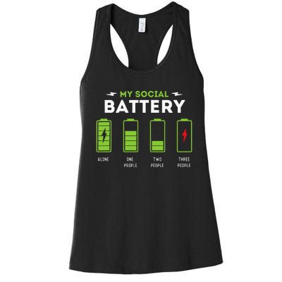 My Social Battery Funny Introvert Introverted Antisocial Women's Racerback Tank