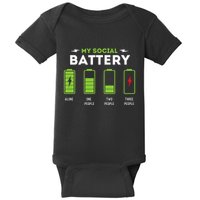 My Social Battery Funny Introvert Introverted Antisocial Baby Bodysuit