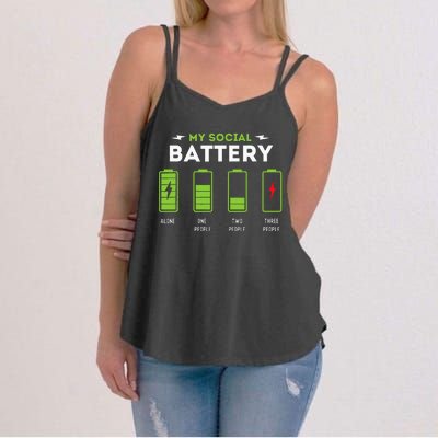 My Social Battery Funny Introvert Introverted Antisocial Women's Strappy Tank