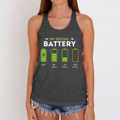 My Social Battery Funny Introvert Introverted Antisocial Women's Knotted Racerback Tank