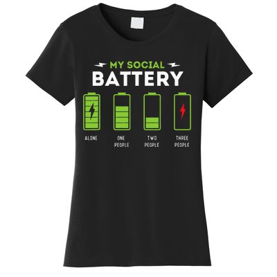 My Social Battery Funny Introvert Introverted Antisocial Women's T-Shirt